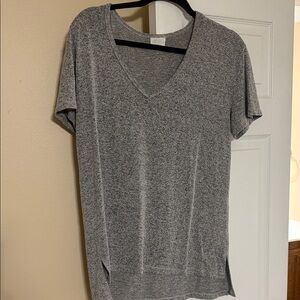 Gray V-Neck Women's Top